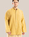 Shirt with decorative stitches and a high round collar